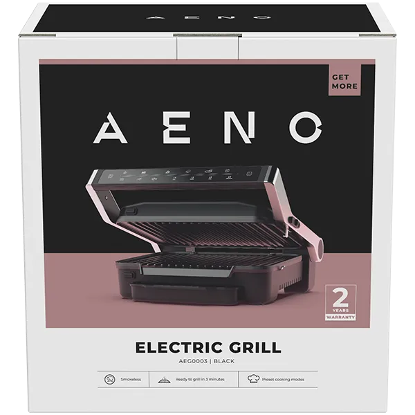 AENO Electric Grill EG3: 2000W, 7 automatic programs +Manual mode, 4 Degrees of Roast, Color indication, Removable plates Plate size 292*230mm Slika 2