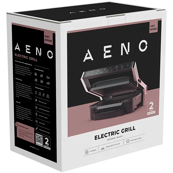 AENO Electric Grill EG3: 2000W, 7 automatic programs +Manual mode, 4 Degrees of Roast, Color indication, Removable plates Plate size 292*230mm Slika 4