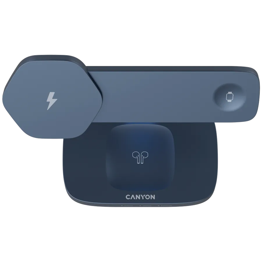 CANYON Wireless Charging Station Hexagon 310 3in1 DarkGrey/Blue Slika 3