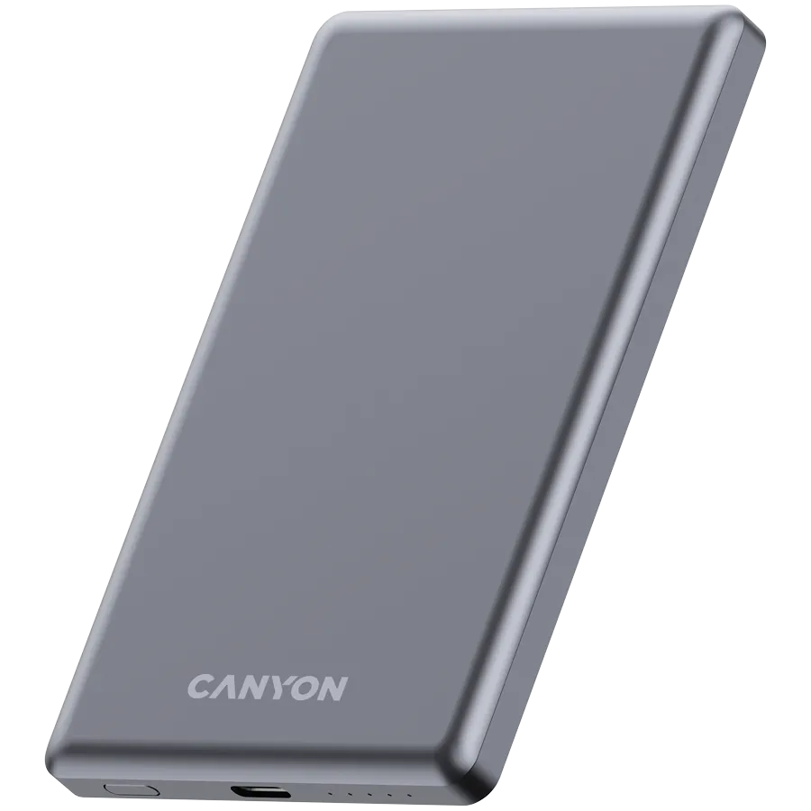 CANYON power bank OnPower 505 slim Magnetic 5000 mAh PD20W Dark Grey Slika 2