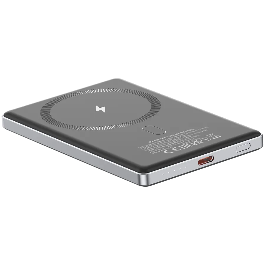 CANYON power bank OnPower 505 slim Magnetic 5000 mAh PD20W Dark Grey Slika 5