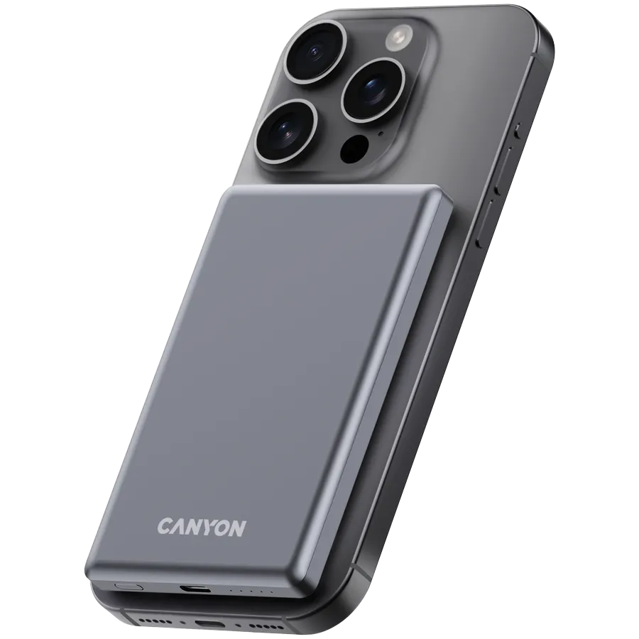 CANYON power bank OnPower 505 slim Magnetic 5000 mAh PD20W Dark Grey Slika 6