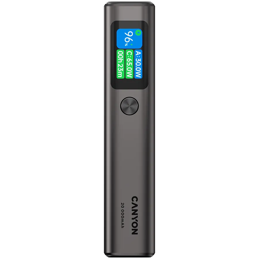 CANYON power bank OnPower 230 TFT 20000 mAh PD130W Dark Grey Slika 1