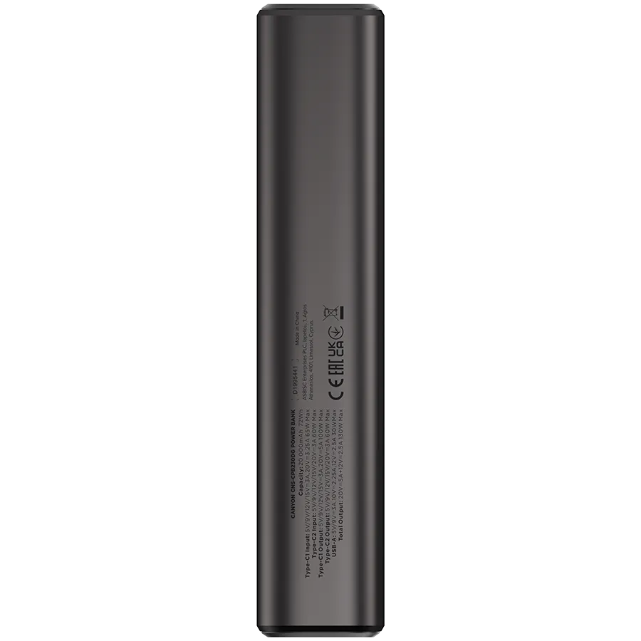 CANYON power bank OnPower 230 TFT 20000 mAh PD130W Dark Grey Slika 3