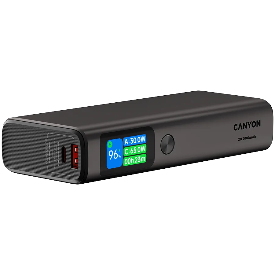 CANYON power bank OnPower 230 TFT 20000 mAh PD130W Dark Grey Slika 5
