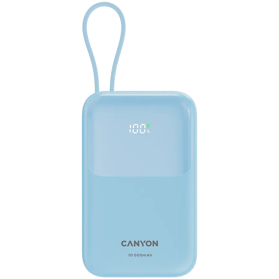 CANYON power bank OnPower 101 built-in cable 10000 mAh PD22.5W Blue Slika 1