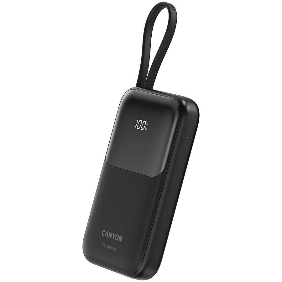 CANYON power bank OnPower 101 built-in cable 10000 mAh PD22.5W Black Slika 2