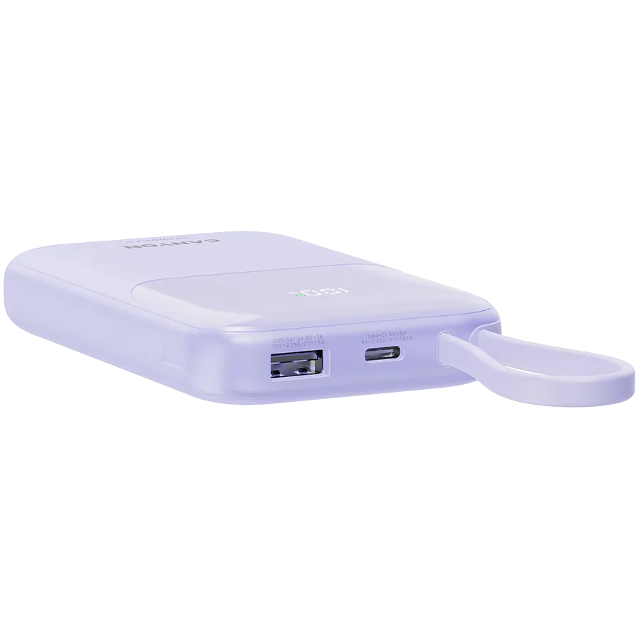 CANYON power bank OnPower 101 built-in cable 10000 mAh PD22.5W Purple Slika 5