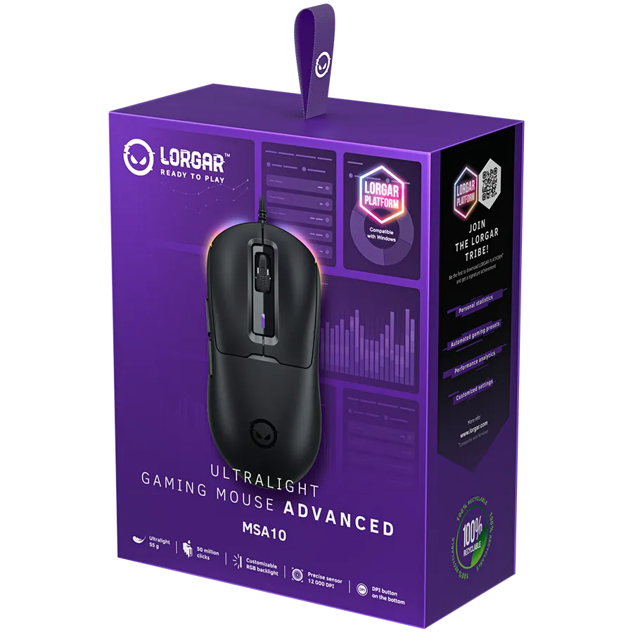 LORGAR MSA10, Ultralight Wired Gaming Mouse Advanced, black Slika 8