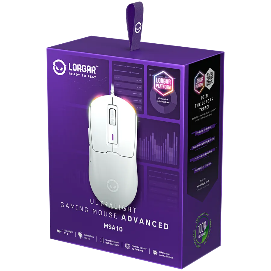 LORGAR MSA10, Ultralight Wired Gaming Mouse Advanced, white Slika 8