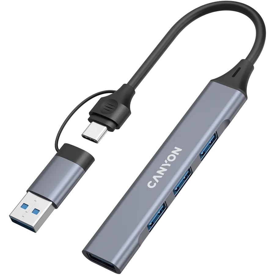 CANYON hub DS-02 4in1 USB-A/C Grey Slika 2