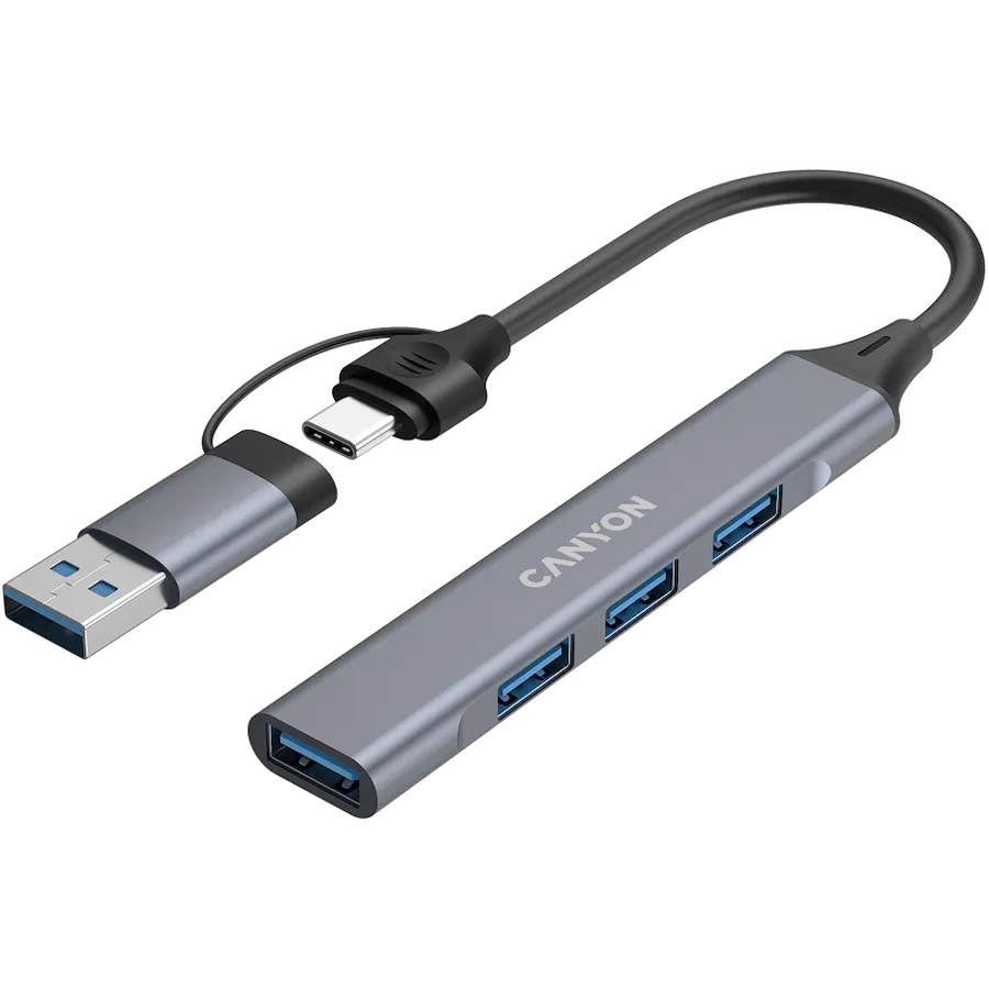 CANYON hub DS-02 4in1 USB-A/C Grey Slika 3