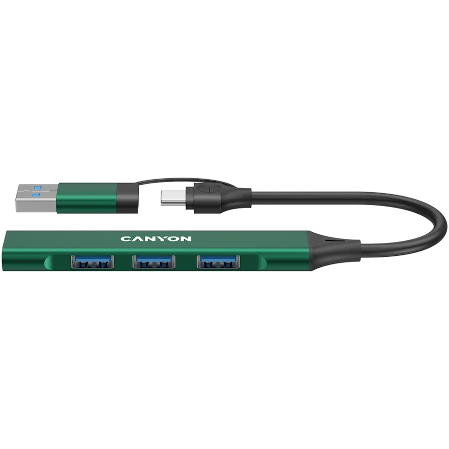 CANYON hub DS-02 4in1 USB-A/C Green Slika 1