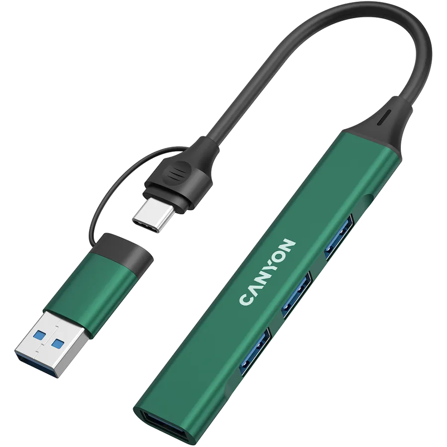 CANYON hub DS-02 4in1 USB-A/C Green Slika 2