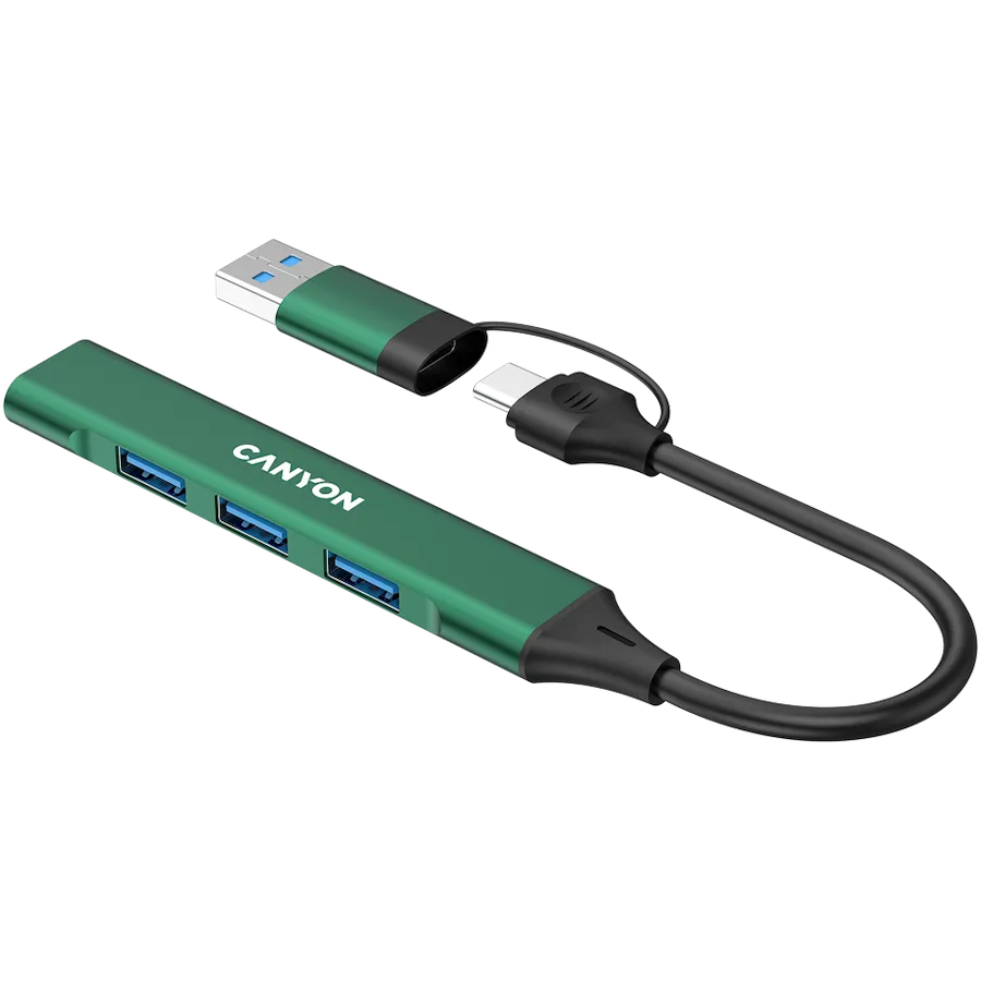 CANYON hub DS-02 4in1 USB-A/C Green Slika 5