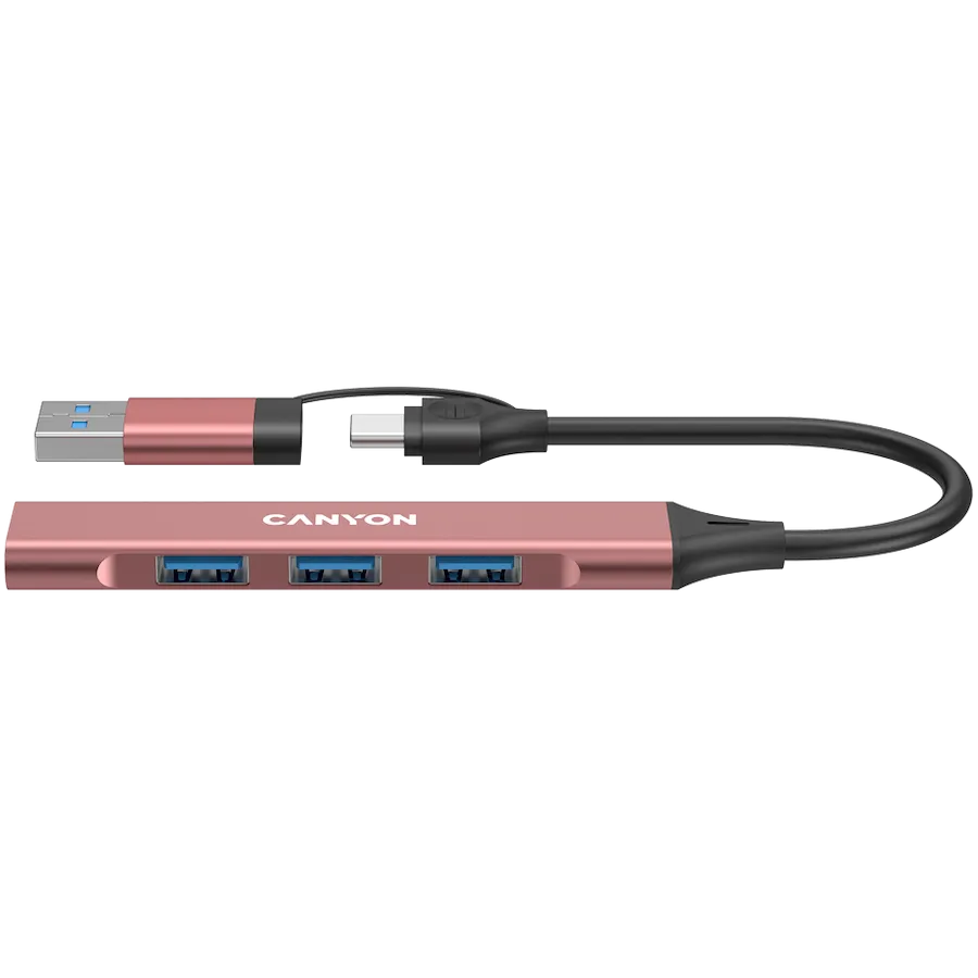 CANYON hub DS-02 4in1 USB-A/C Pink Slika 1