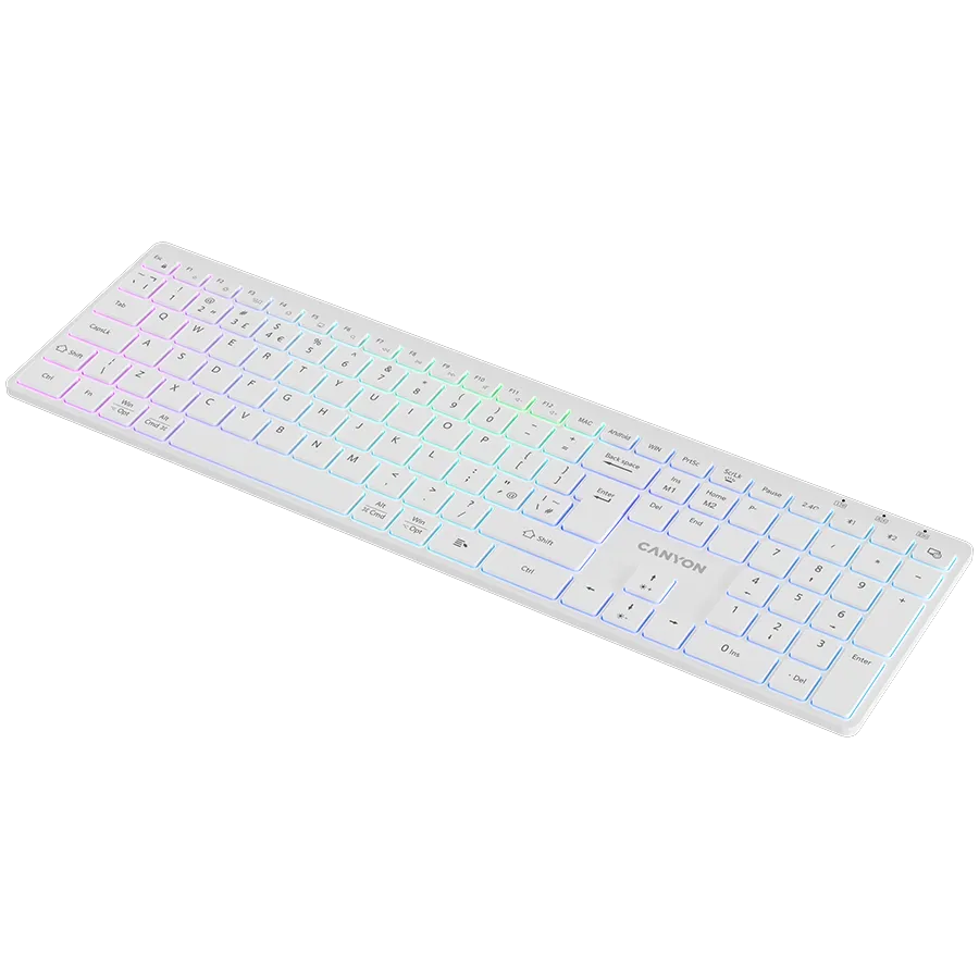 CANYON keyboard HKB-W11 UK/US RGB Dual Mode Wireless White Slika 4
