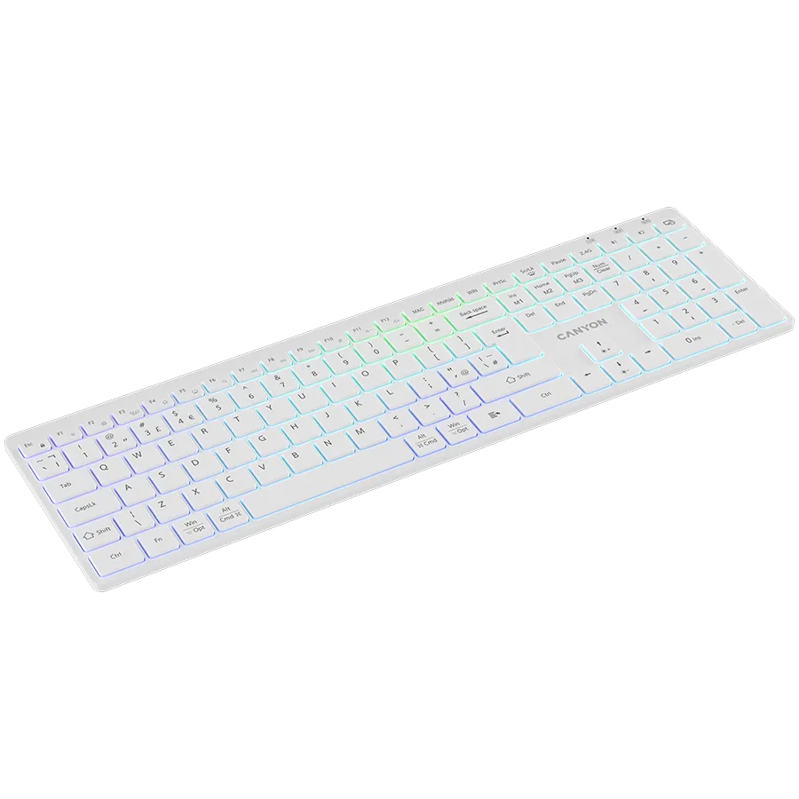 CANYON keyboard HKB-W11 UK/US RGB Dual Mode Wireless White Slika 5
