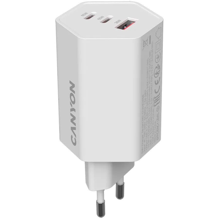 CANYON charger HEXAGON 65 GaN 65W 2xPD 1xQC EU White Slika 1