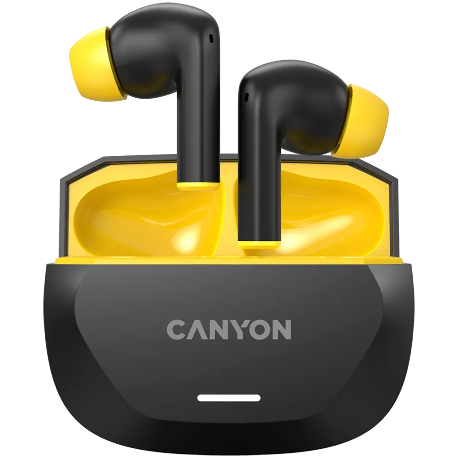 CANYON headset HEXAGON 7 TWS ANC+ENC Wireless Charge Black Yellow Slika 1