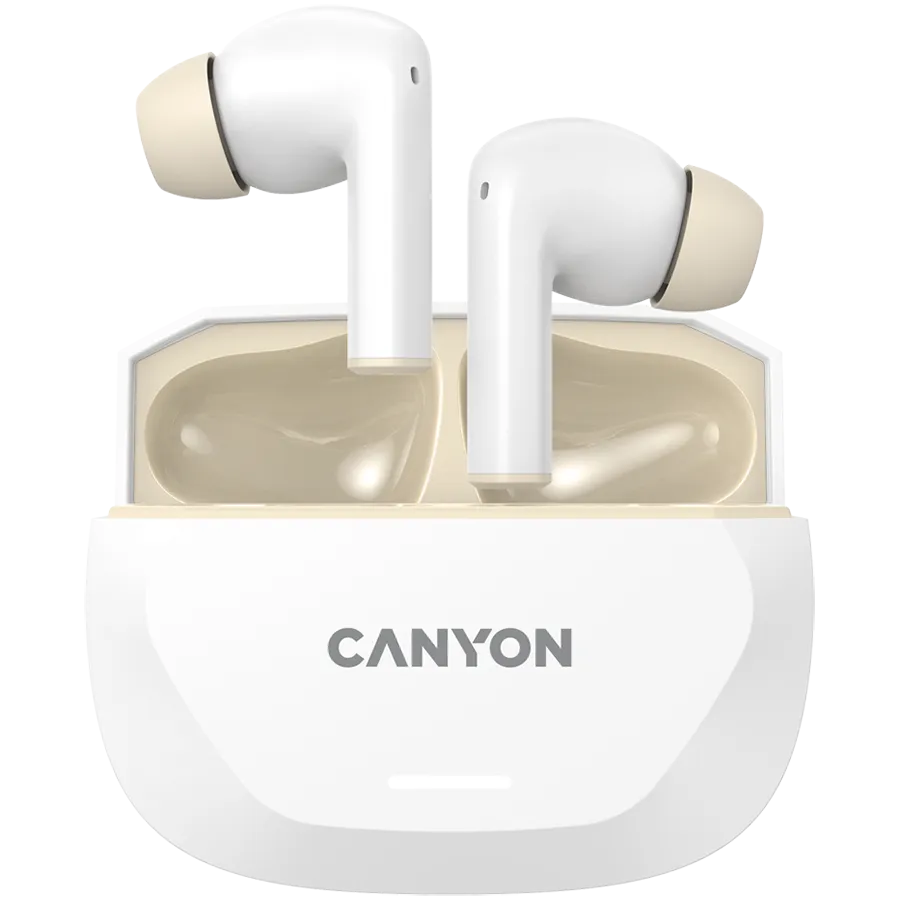 CANYON headset HEXAGON 7 TWS ANC+ENC Wireless Charge White Beige Slika 1