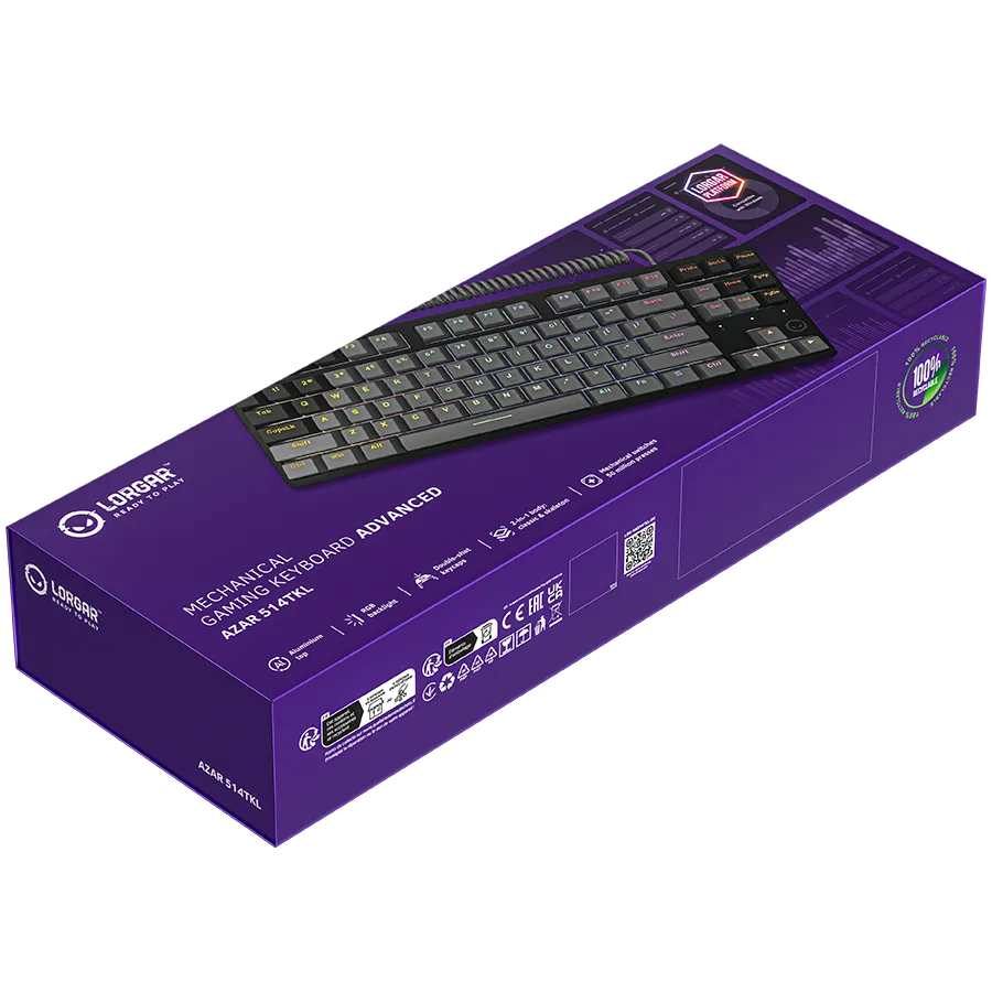 LORGAR Azar 514TKL, Wired RGB mechanical gaming keyboard, black, EN layout Slika 9