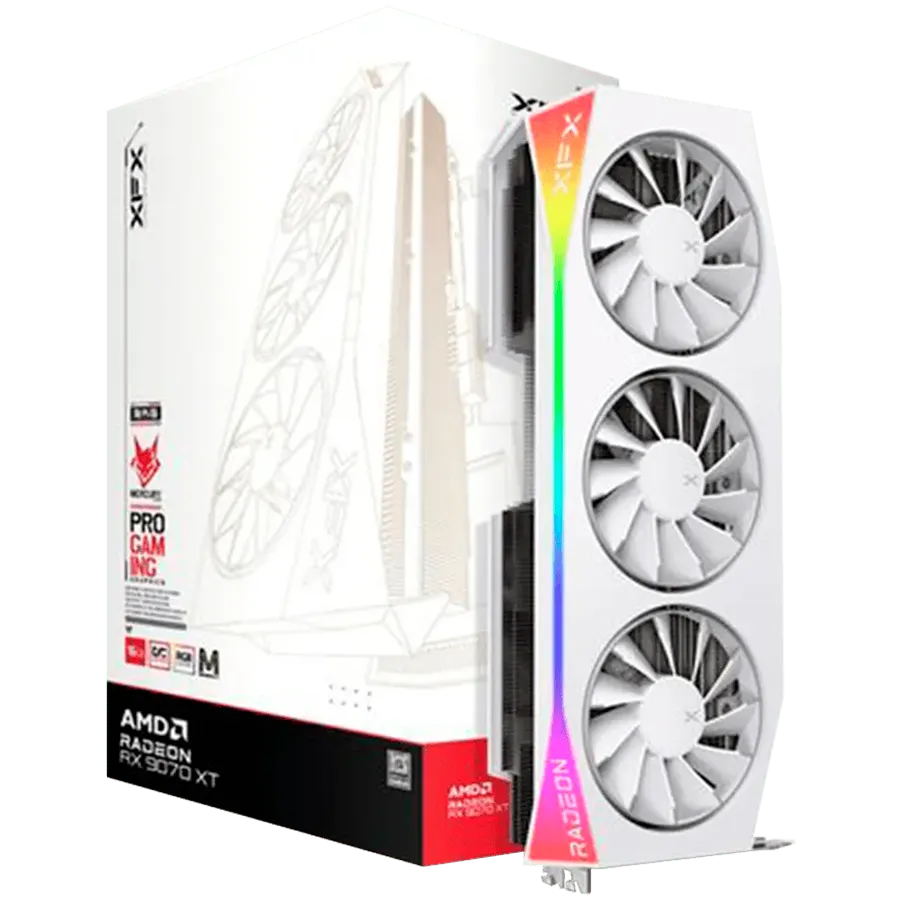 XFX Mercury AMD Radeon RX 9070XT OC White Magnetic Air Edition with RGB 16GB GDDR6 HDMI 3xDP, AMD RDNA 4 Slika 1