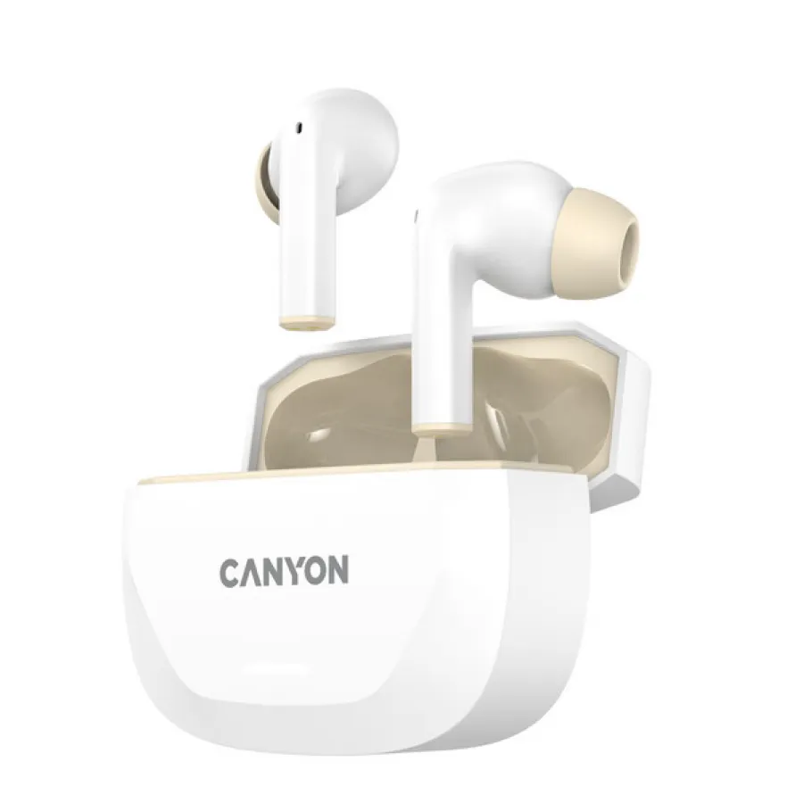 CANYON headset HEXAGON 7 TWS ANC+ENC Wireless Charge White Beige Slika 4
