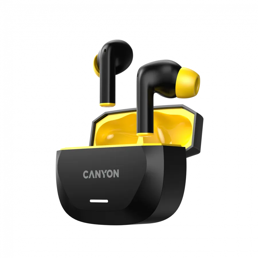 CANYON headset HEXAGON 7 TWS ANC+ENC Wireless Charge Black Yellow Slika 2