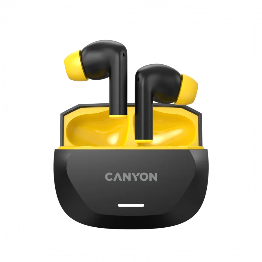 CANYON headset HEXAGON 7 TWS ANC+ENC Wireless Charge Black Yellow Slika 4