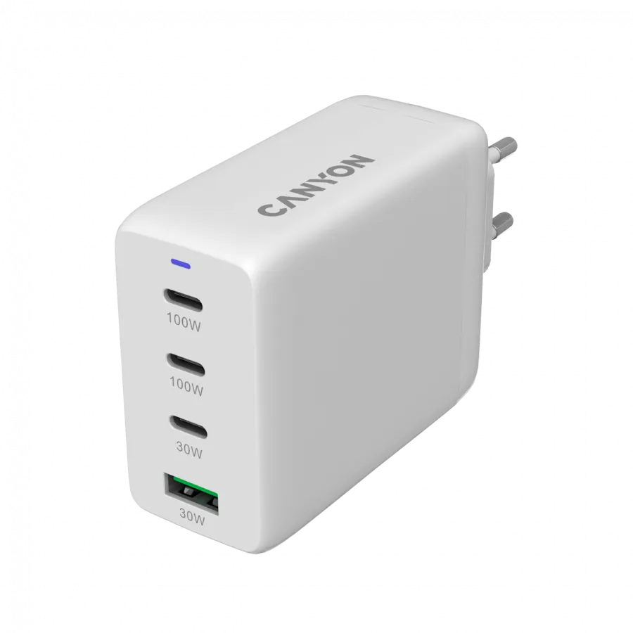 CANYON charger CU100ACC GaN 100W 3xPD 1xQC EU White Slika 3