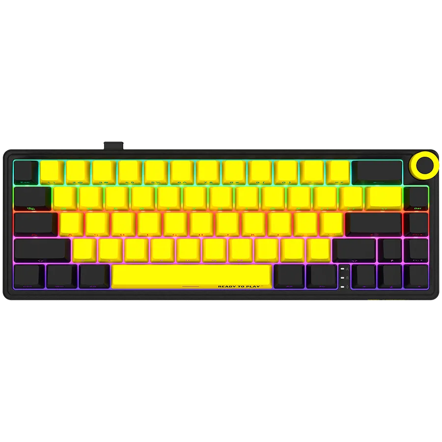 LORGAR KBP70MW, Wireless 65% Mechanical Gaming Keyboard Pro, Black/yellow, EN layout Slika 1
