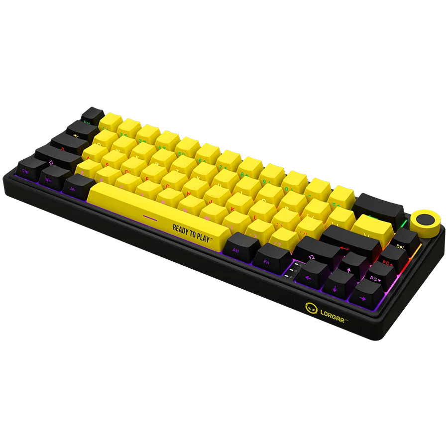 LORGAR KBP70MW, Wireless 65% Mechanical Gaming Keyboard Pro, Black/yellow, EN layout Slika 2