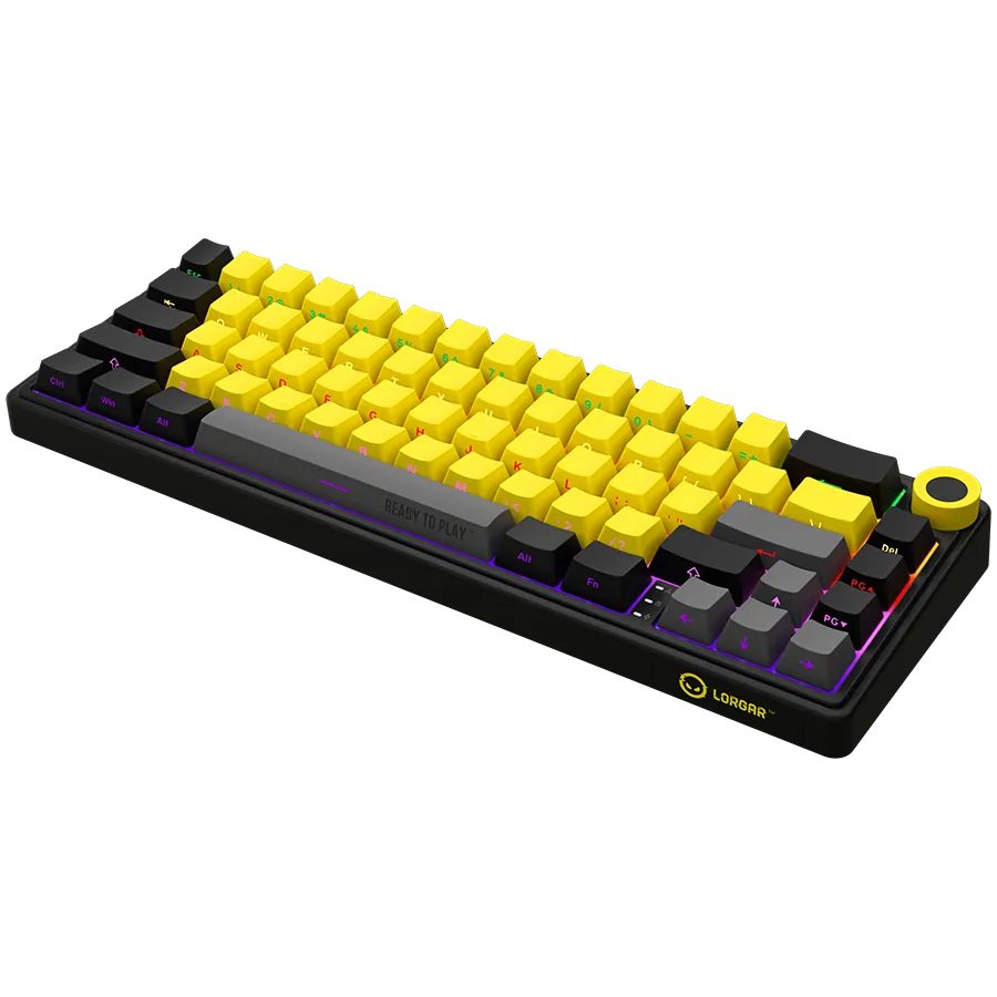 LORGAR KBP70MW, Wireless 65% Mechanical Gaming Keyboard Pro, Black/yellow, EN layout Slika 7