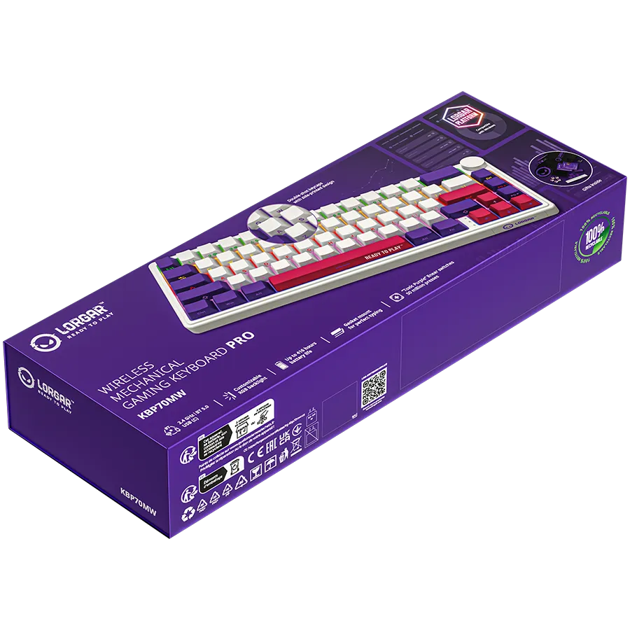 LORGAR KBP70MW, Wireless 65% Mechanical Gaming Keyboard Pro, White, EN layout Slika 10