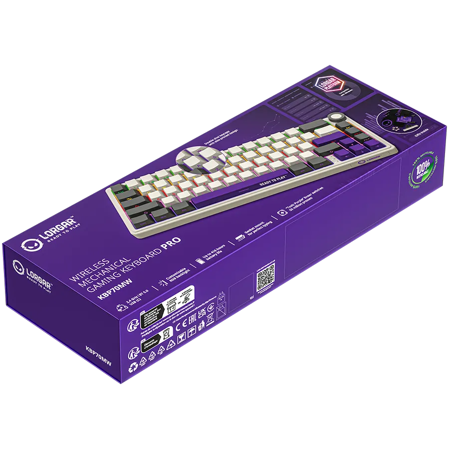 LORGAR KBP70MW, Wireless 65% Mechanical Gaming Keyboard Pro, Beige, EN layout Slika 10