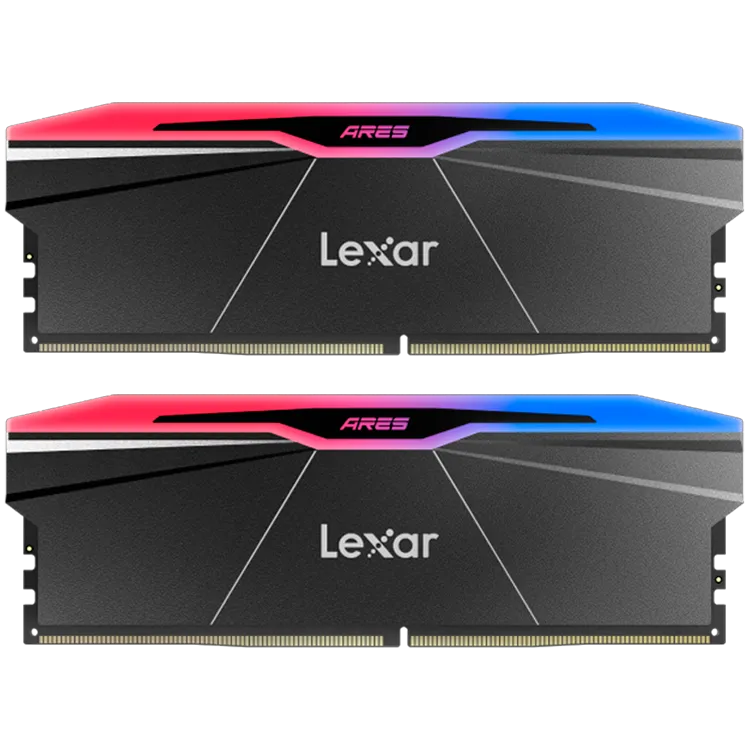 Lexar Ares 32GB Kit (2X16GB) DDR5 8000MHz UDIMM CL38 1.45V with heatsink and RGB lighting, Dual pack, Black Color Slika 1