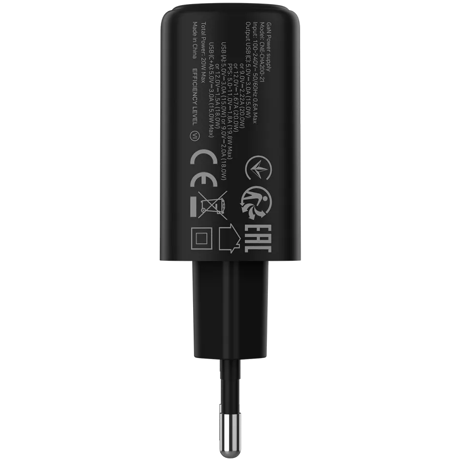 CANYON charger OnCharge 200 20W 1xPD 1xQC EU Black Slika 3