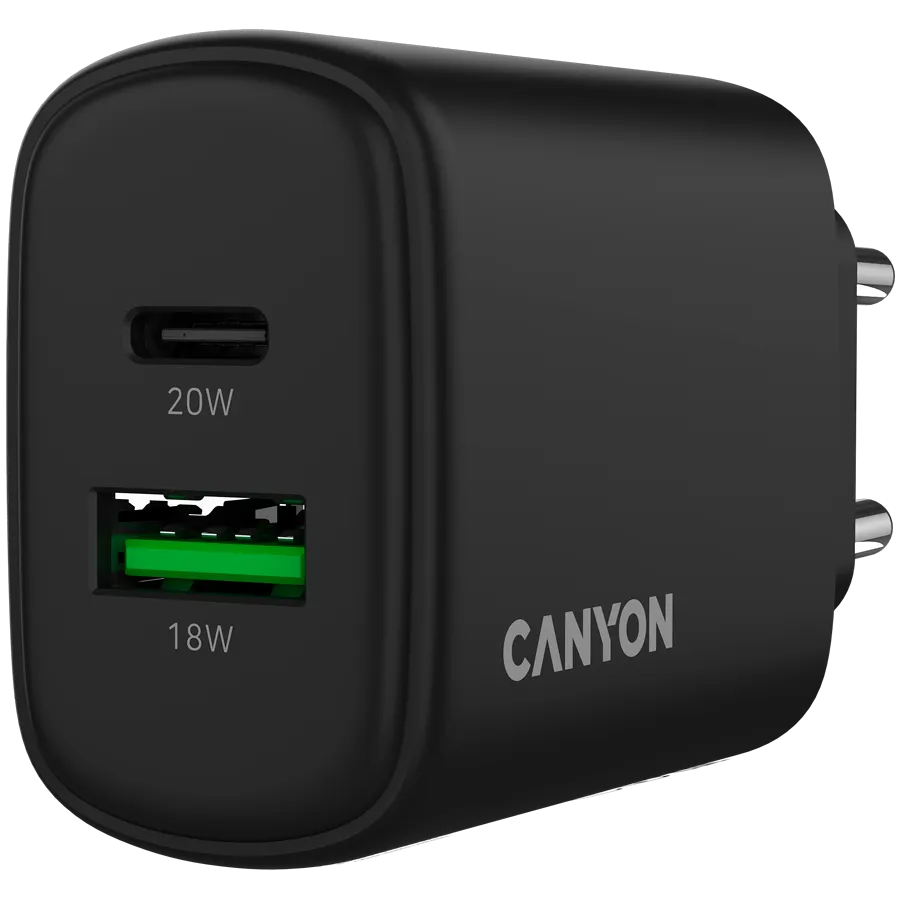 CANYON charger OnCharge 200 20W 1xPD 1xQC EU Black Slika 5