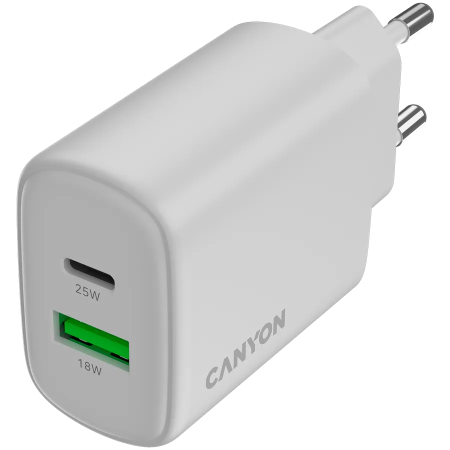 CANYON charger OnCharge 250 25W 1xPD 1xQC EU White Slika 4