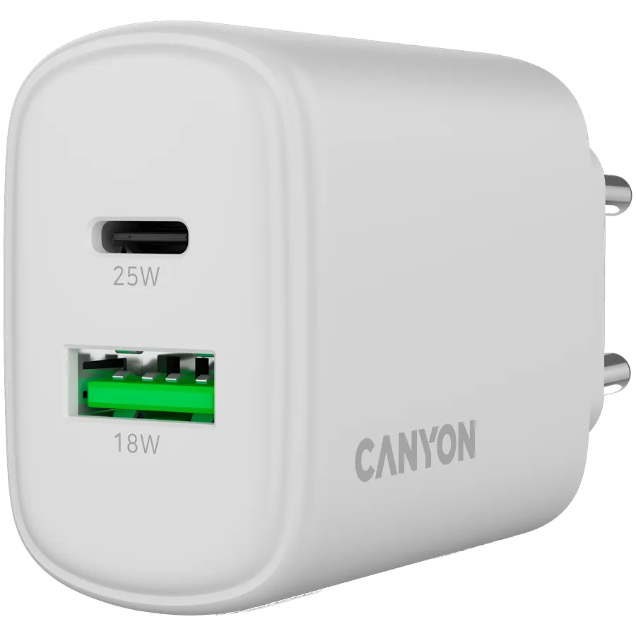 CANYON charger OnCharge 250 25W 1xPD 1xQC EU White Slika 5