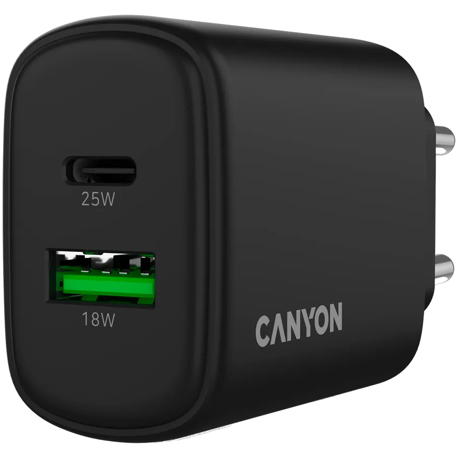CANYON charger OnCharge 250 25W 1xPD 1xQC EU Black Slika 5
