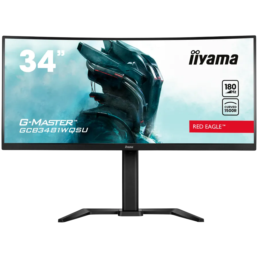 IIYAMA Monitor GCB3481WQSU-B1 Gaming 34" VA Curved 3440 x 1440 @180Hz 21:9 420 cd/m² 4000:1 0.4ms 2xHDMI USB Hub height, tilt Slika 1