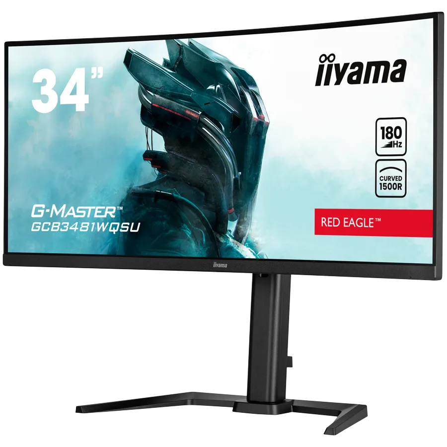IIYAMA Monitor GCB3481WQSU-B1 Gaming 34" VA Curved 3440 x 1440 @180Hz 21:9 420 cd/m² 4000:1 0.4ms 2xHDMI USB Hub height, tilt Slika 2
