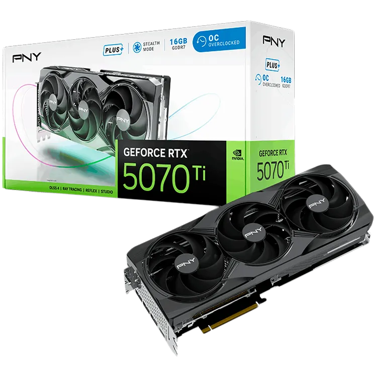 PNY Video Card NVidia GeForce RTX 5070 Ti 16GB Overclocked Triple Fan Plus DLSS 4 Slika 1