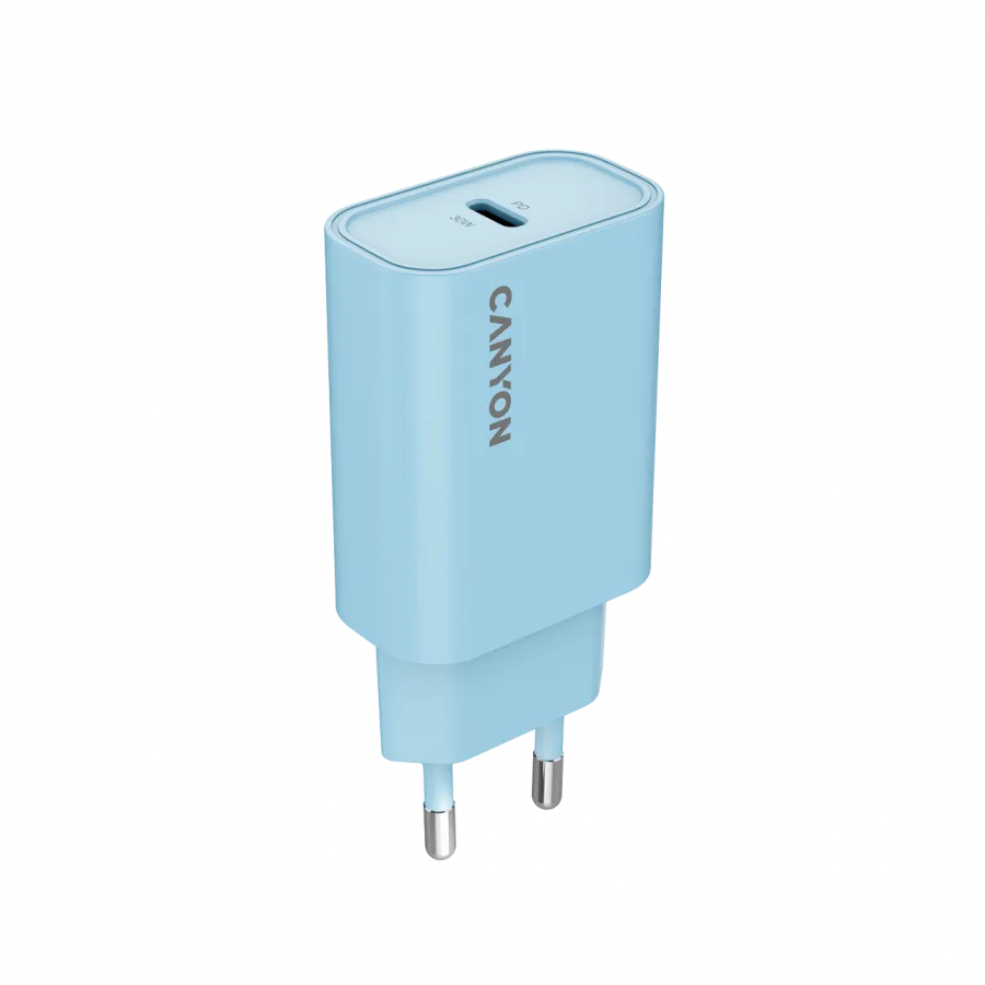 CANYON charger OnCharge 30CL Max Power 30W 1xPD EU Light Blue Slika 1