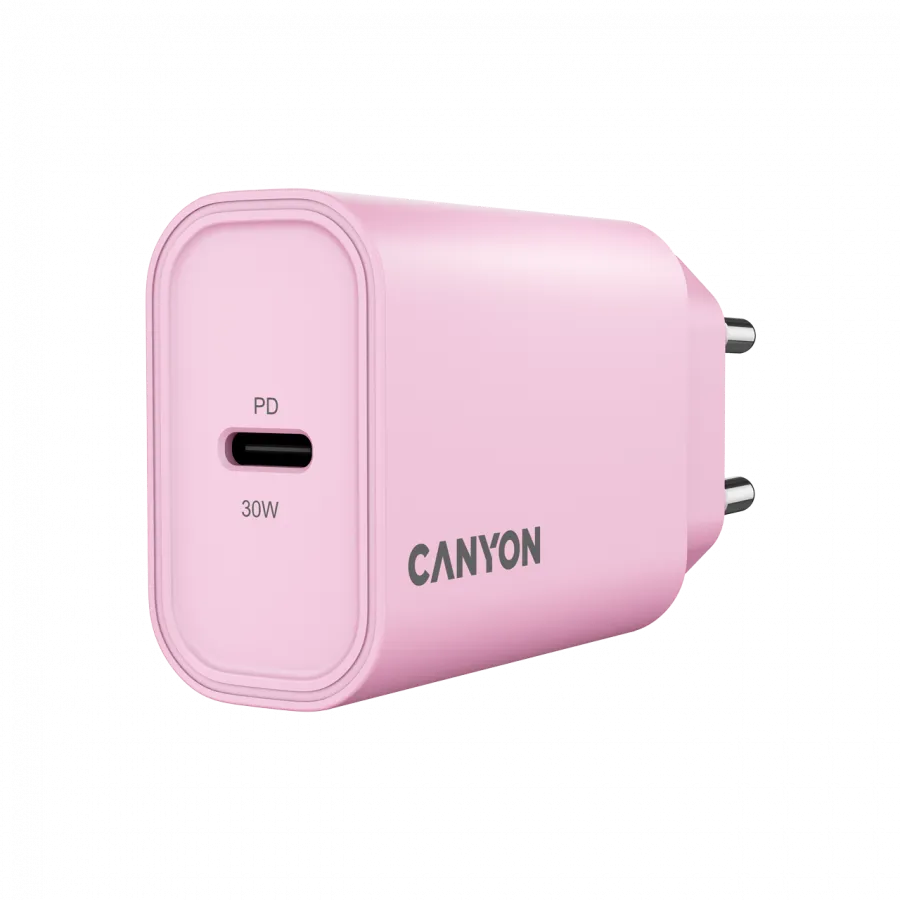 CANYON charger OnCharge 30CL Max Power 30W 1xPD EU Pink Slika 1