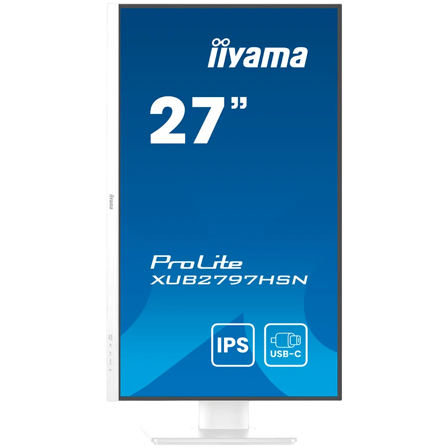 IIYAMA XUB2797HSN-W2 LED monitor 27 inch 1920 x 1080 FHD 100HZ IPS 300 cd 1000 1ms HDMI DP USB-C SPEAKERS White Slika 2