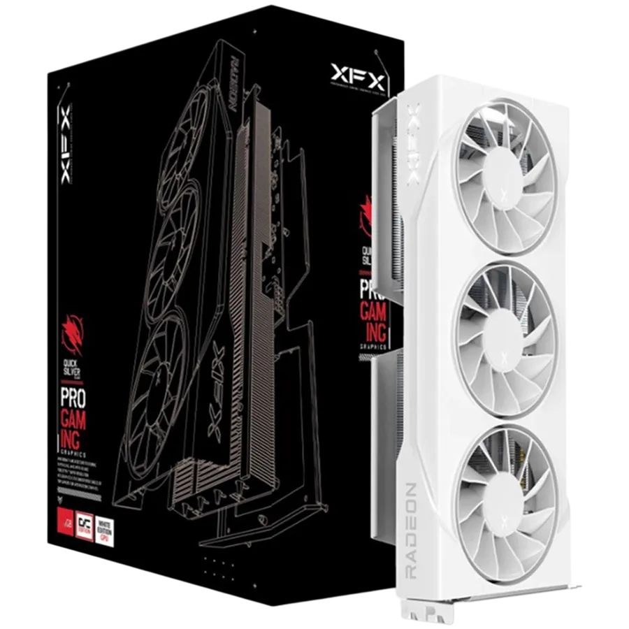 XFX Swift AMD Radeon RX 9060 XT OC White Triple Fan Gaming Edition 16GB GDDR6 128-bit HDMI 2x DP Slika 1
