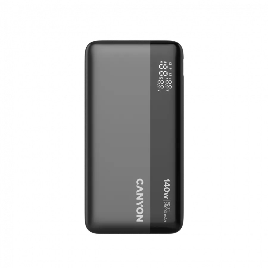 CANYON Power Bank PB-240, 25000mAh PD140W display power bank,Size160.0x82x27 mm Weight 508+-10g, Dark Grey Slika 1